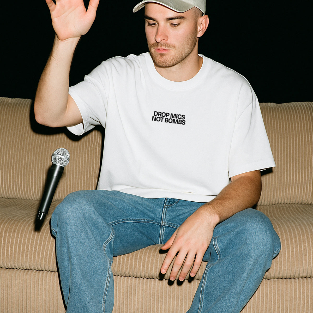 SHIRT "DROP MICS NOT BOMBS"